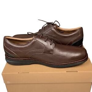 Rockport Mens 12M Dark Brown Leather Premium Class Plain Toe Oxford Shoes LB15-4
